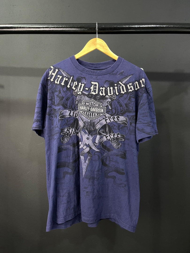 HARLEY DAVIDSON Remera Manga Corta Azul Talle L