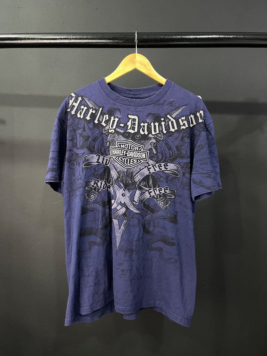 HARLEY DAVIDSON Remera Manga Corta Azul Talle L