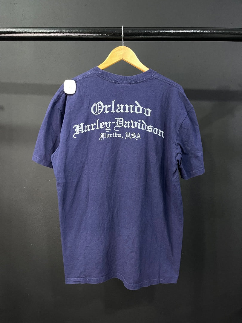 HARLEY DAVIDSON Remera Manga Corta Azul Talle L