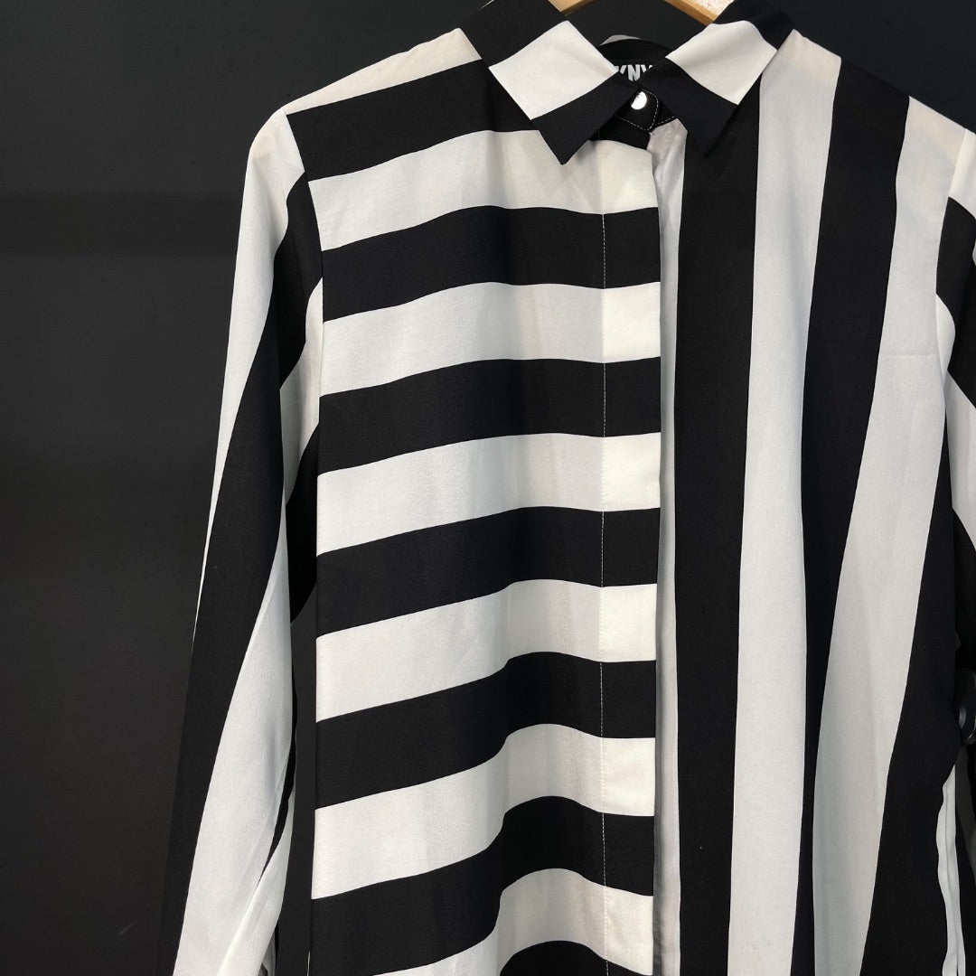 DKNY Blusa Manga Larga Varios Rayado Talle S