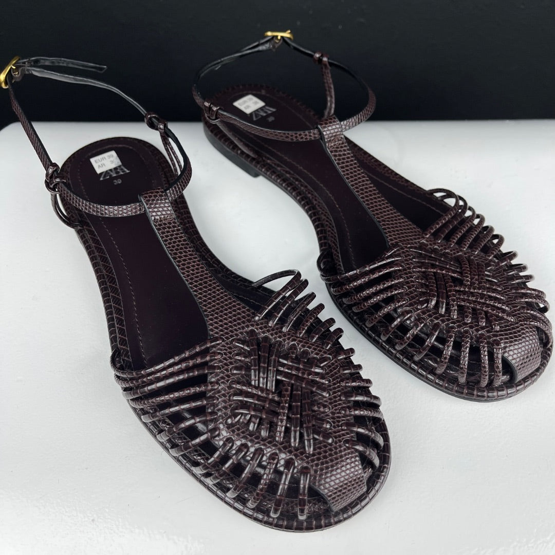 ZARA Sandalias Marron Talle 39