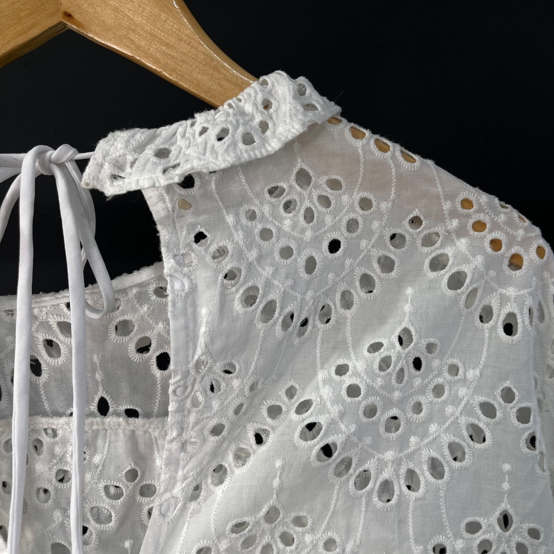 TOP SHOP Blusa Manga Larga Blanco Talle M